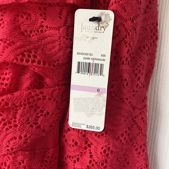 NWT Laundry by Shelli Segal Dress Sz 6 Dark Geranium 3/4 Sleeve Tiered Cocktail - Picture 6 of 7